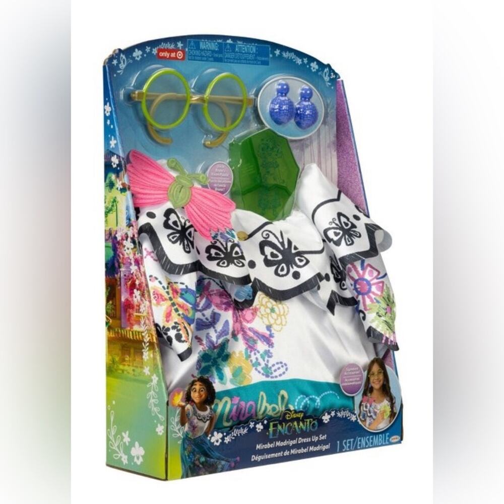 Disney Encanto Mirabel Madrigal Girls Dress up set Costume earrings Small (4-6X)